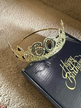 Men’s black Gold "60" Birthday Crown , banner and garland